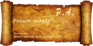 Petsch Anikó névjegykártya